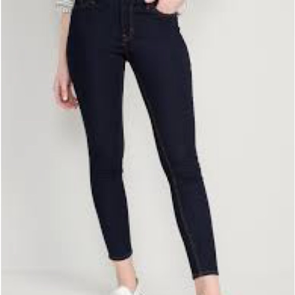 Women's Dark Blue Skinny Jeans Old Navy High Rise